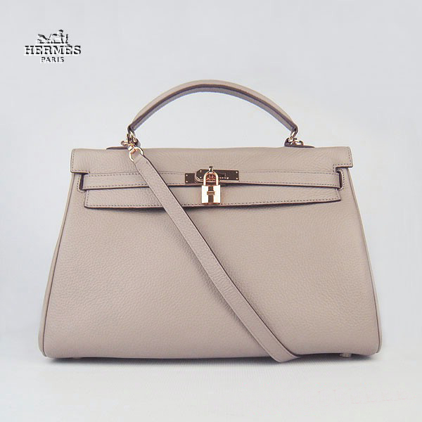 6308 Hermes Kelly 35 centimetri Togo Leather Bag Grigio 6308 Oro Hardware